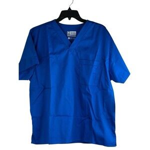 Wonder Work BRAND NEW Women’s V-Neck Top Stretch Comfort Color Royal Blue Sz Med